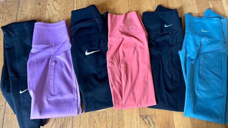 A selection of Nike leggings tested by the author, Jane McGuire