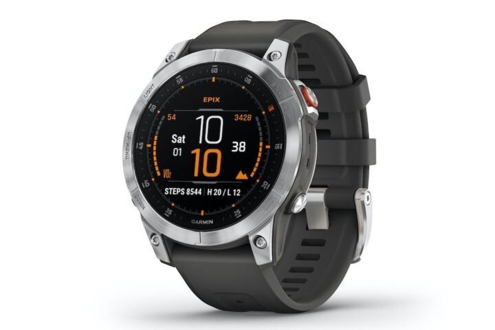 Garmin Epix 2 Steel watch on white background