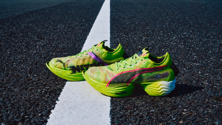 Pair of Puma Fast-R 2 Nitro Elite on Tarmac road